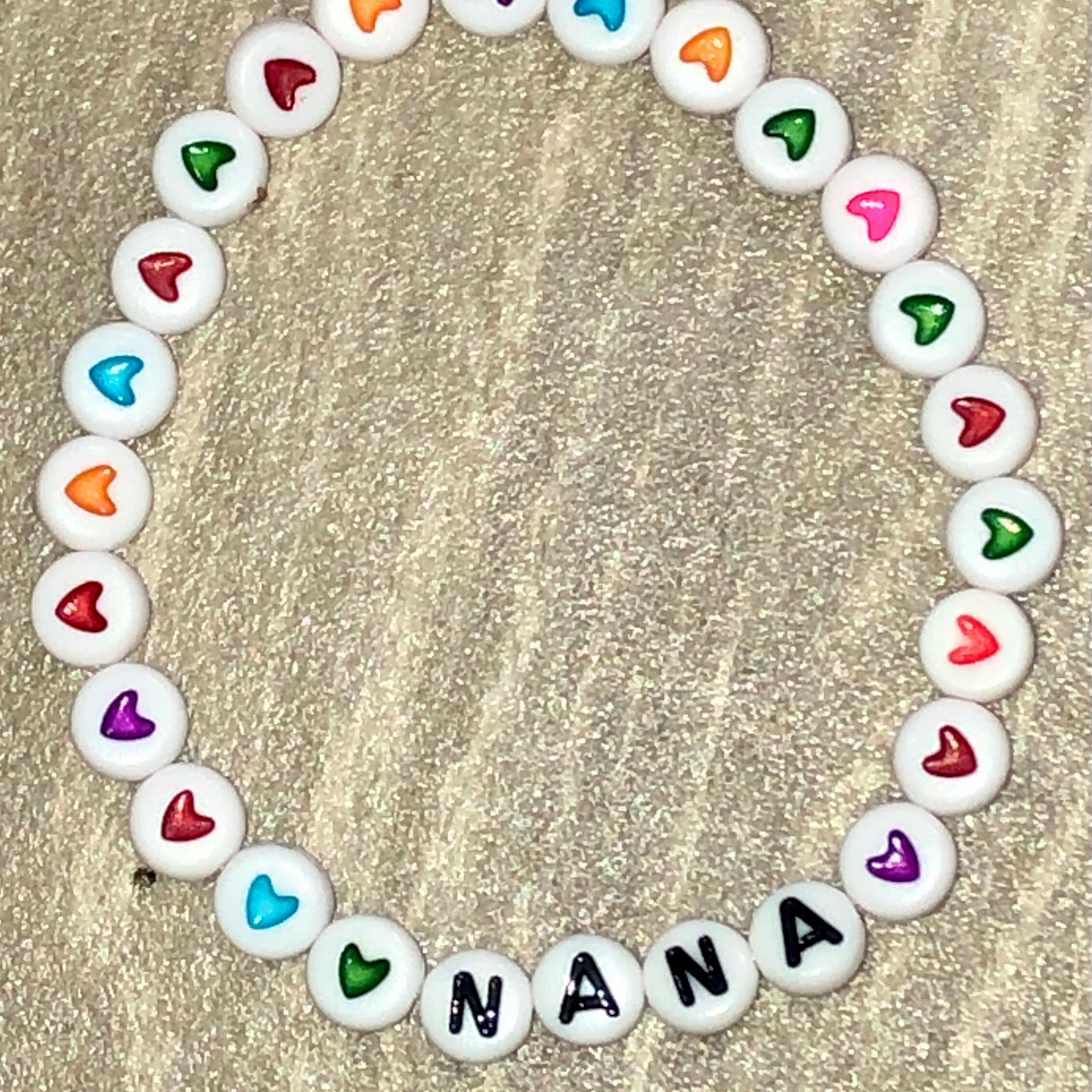 Nana bracelet handmade with colorful heart bead, Handmade gifts grandparents