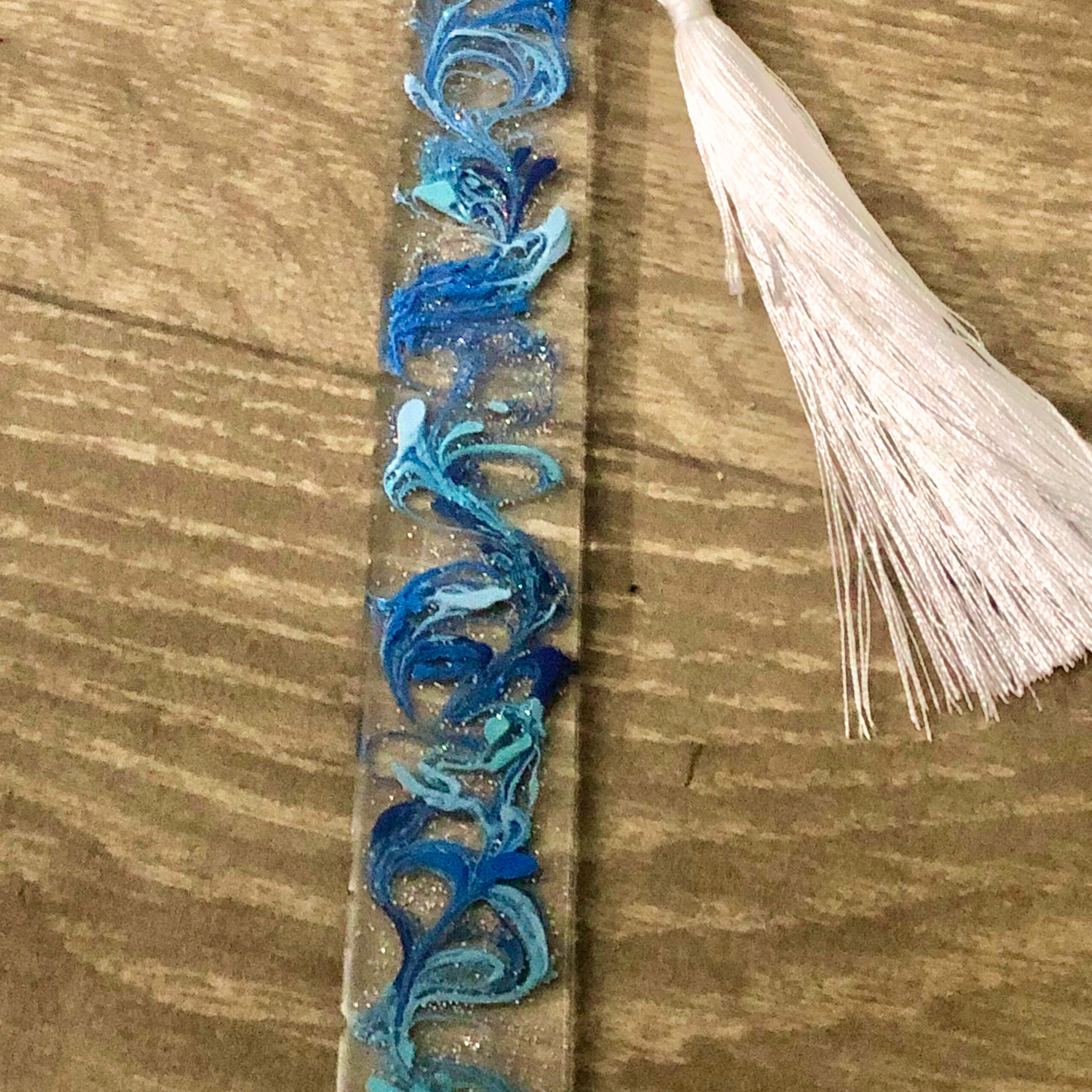 Blue aesthetic handmade bookmarks with moon and stars