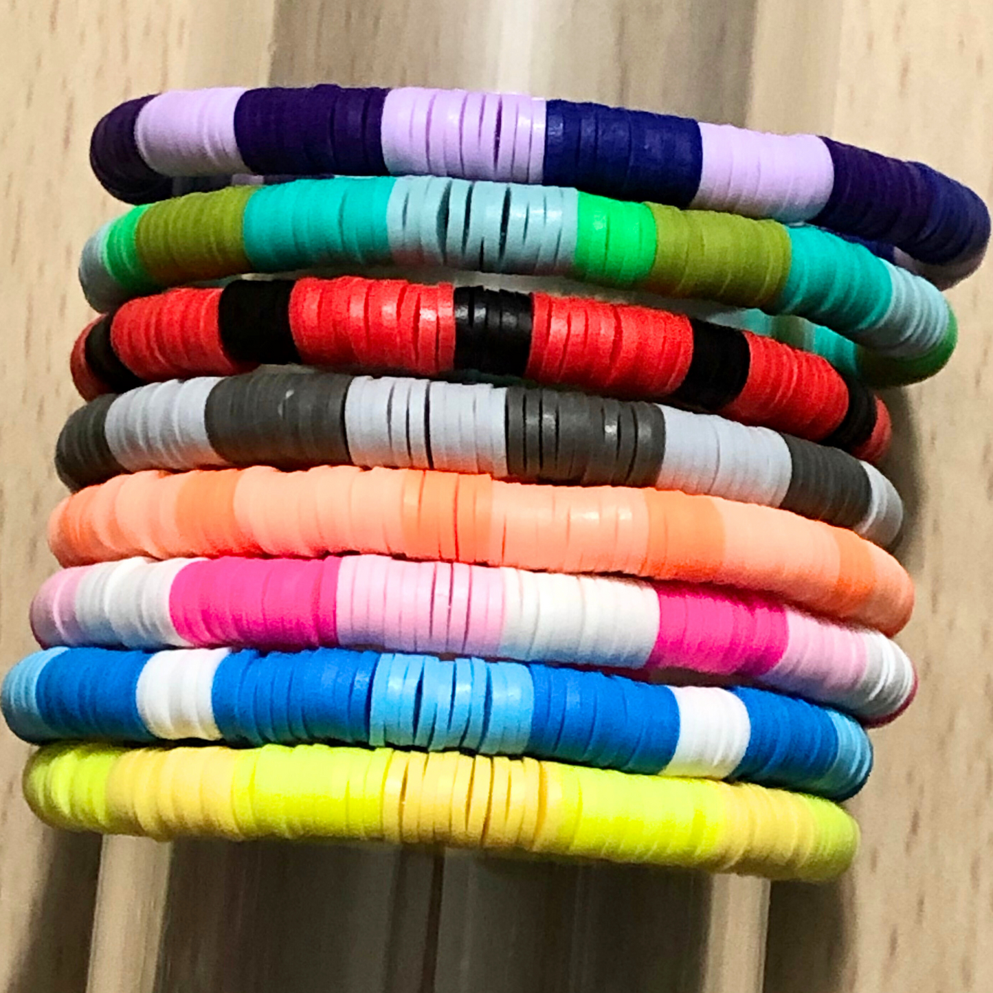 Preppy bracelets handmade with clay beads