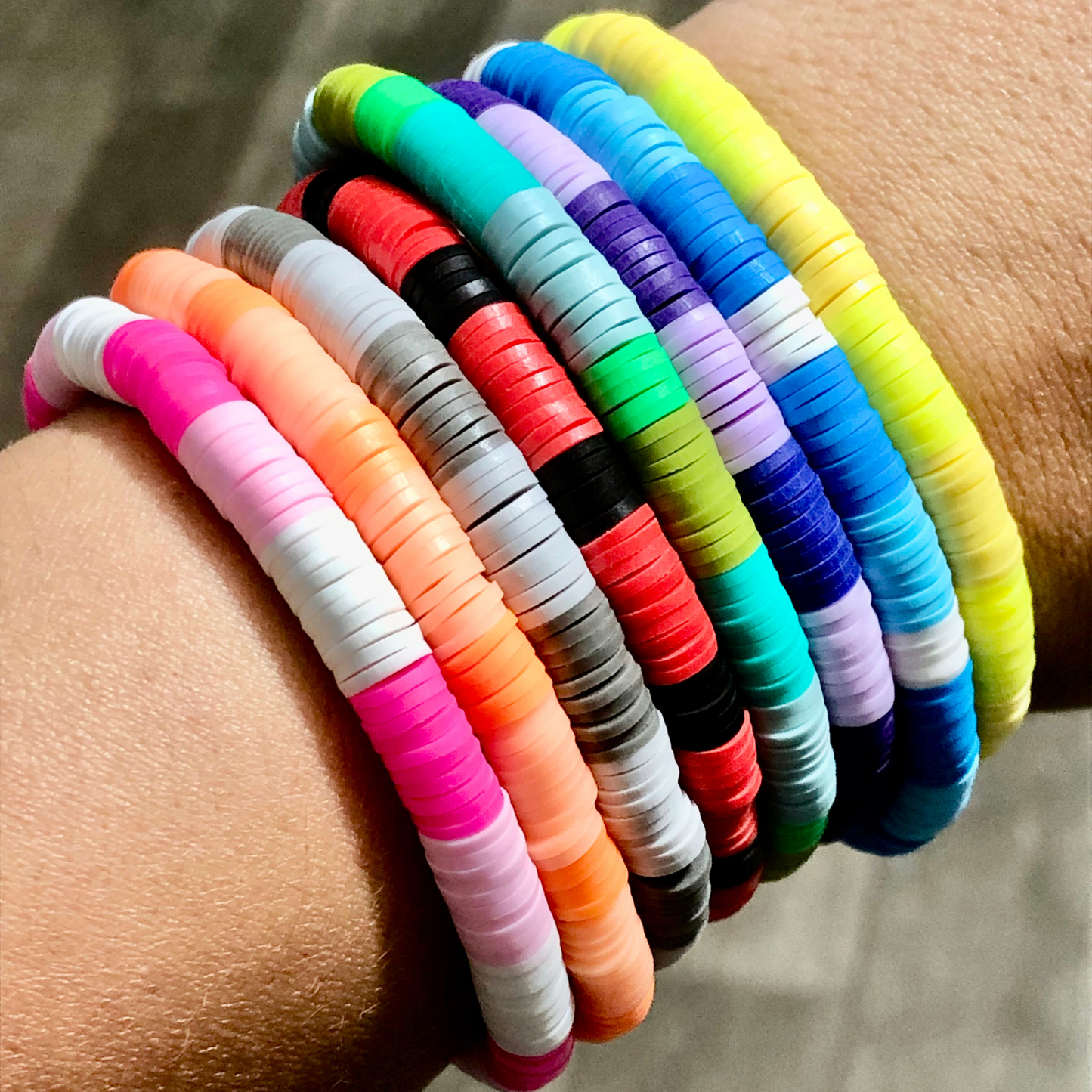 Preppy bracelets handmade with clay beads