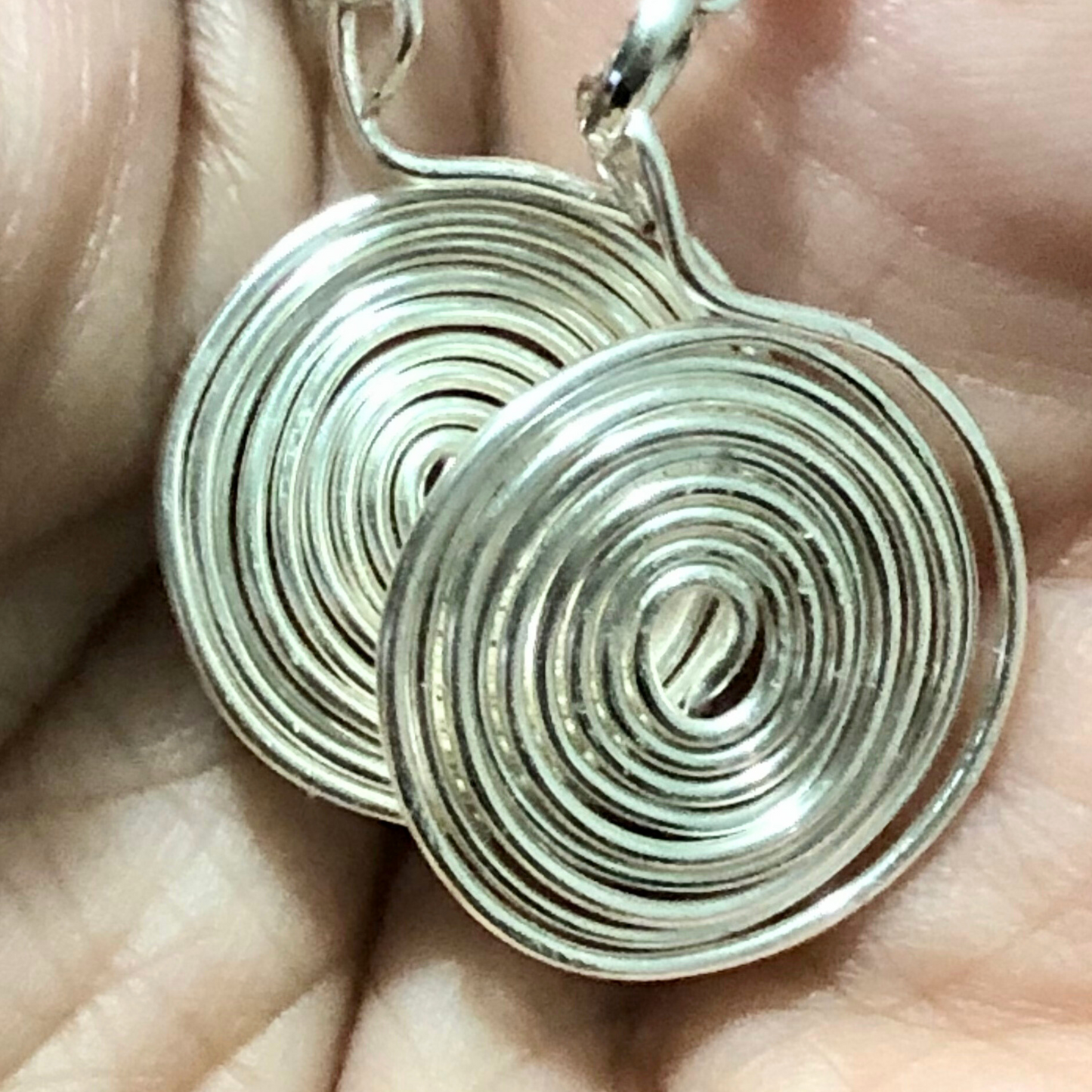 Spiral earrings handmade with silver wire