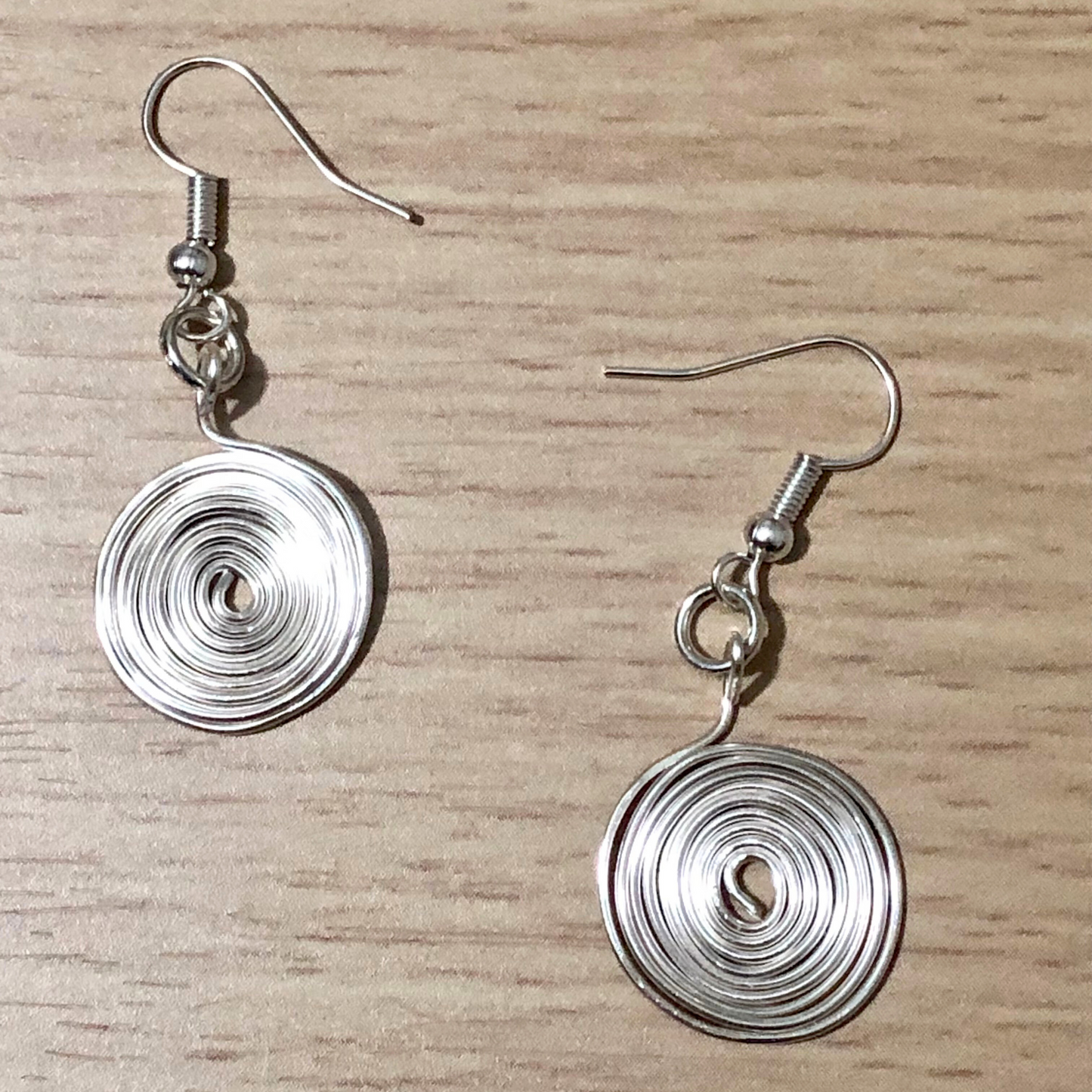 Spiral earrings handmade with silver wire