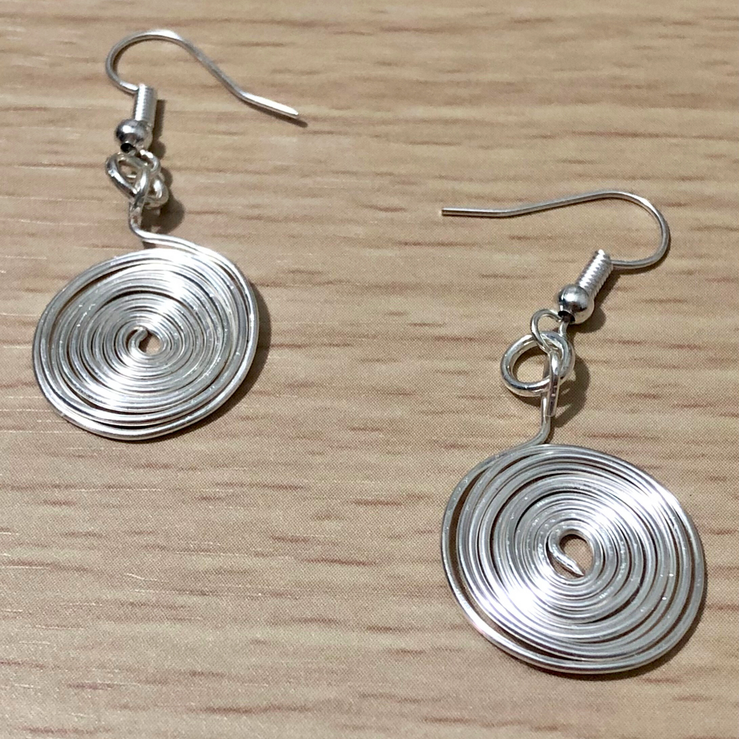 Spiral earrings handmade with silver wire