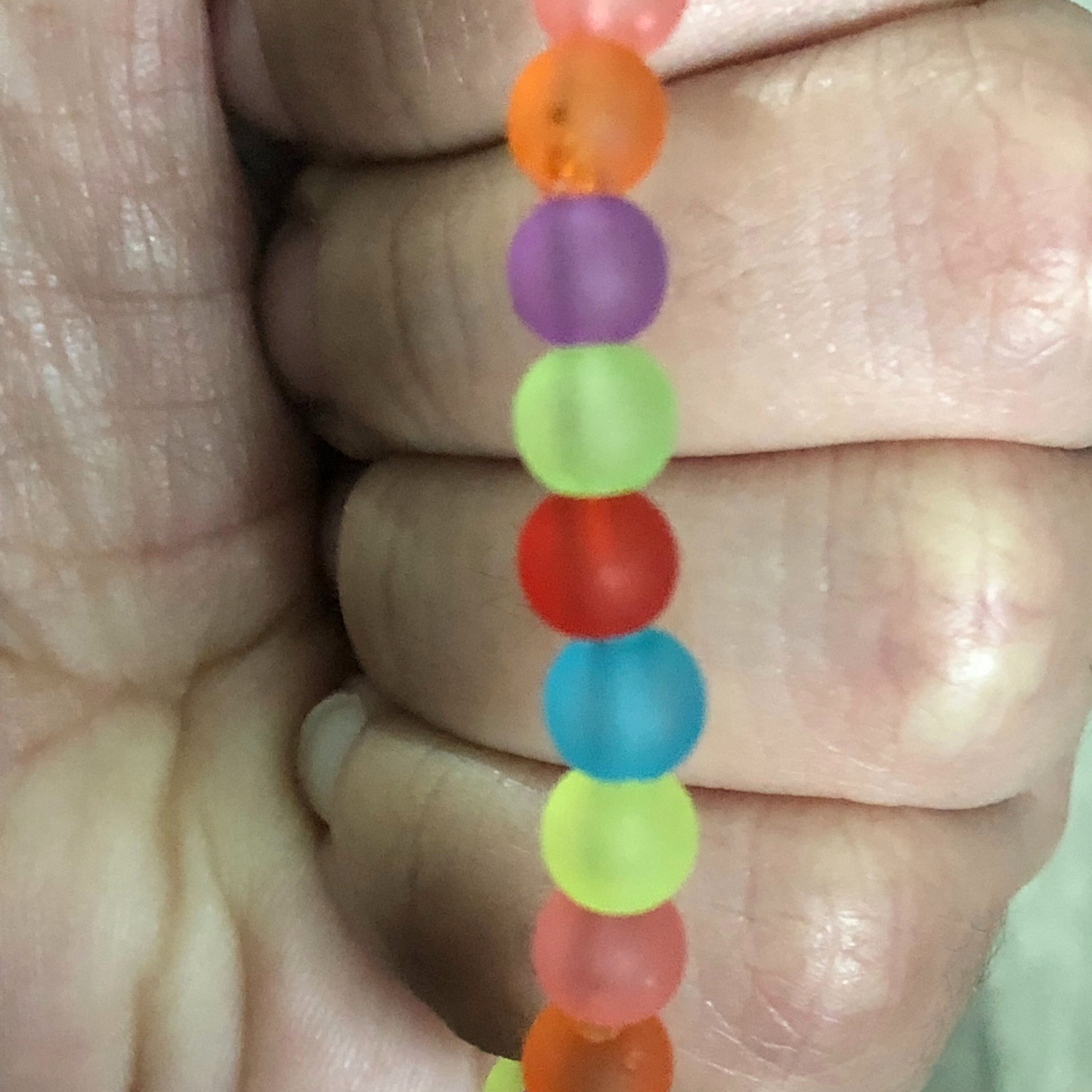 Translucent handmade colorful beaded stretch bracelet ready to ship now