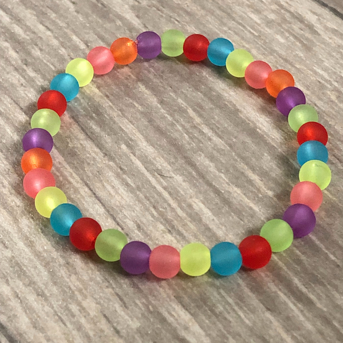 Translucent handmade colorful beaded stretch bracelet ready to ship now