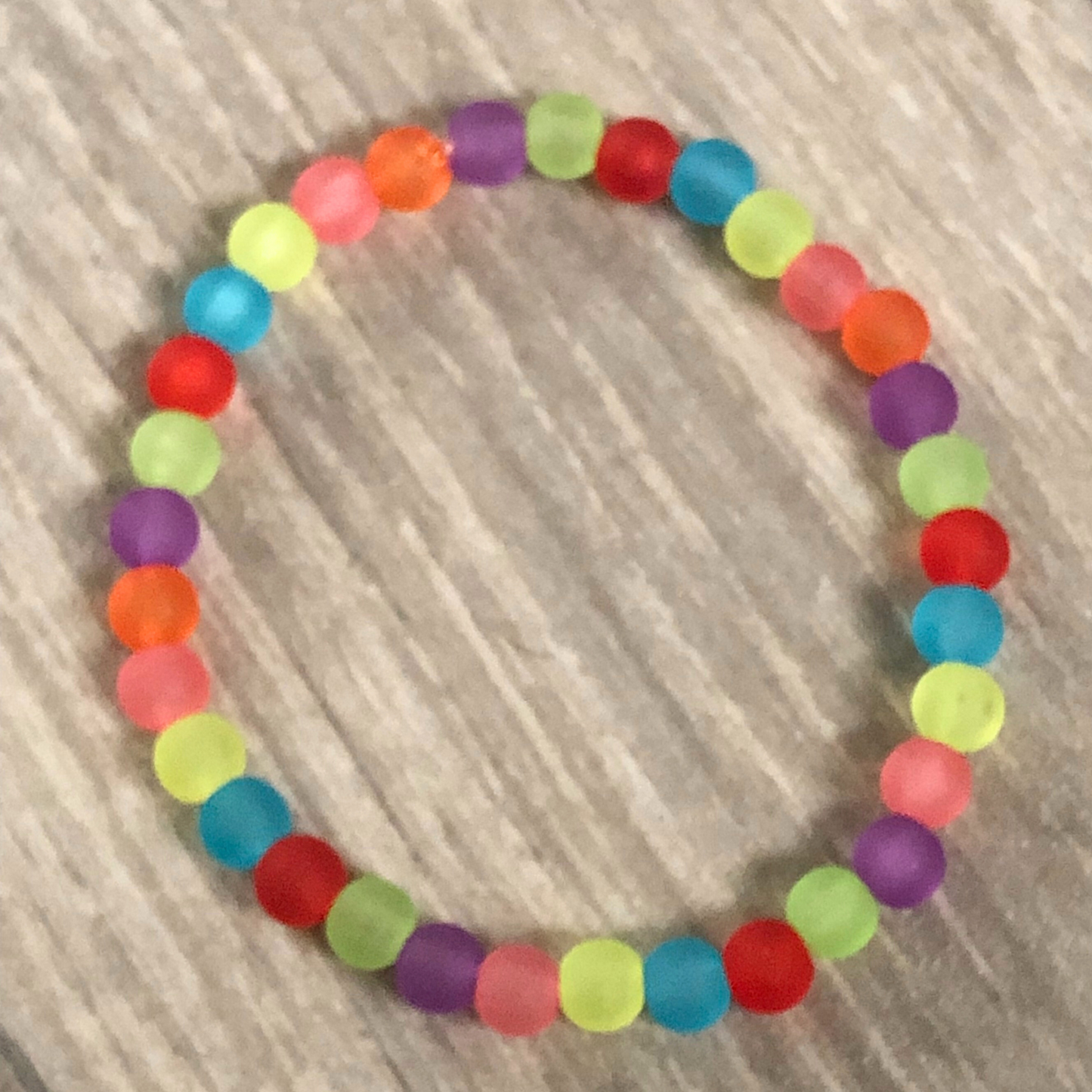 Translucent handmade colorful beaded stretch bracelet ready to ship now