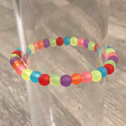 Translucent handmade colorful beaded stretch bracelet ready to ship now