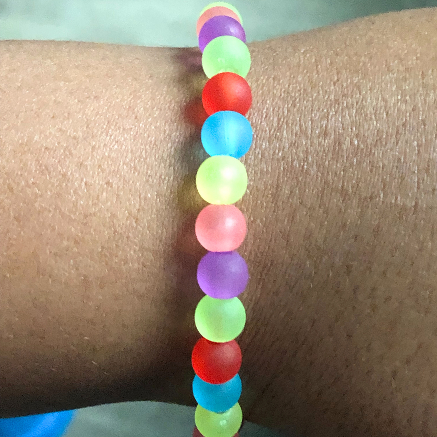 Translucent handmade colorful beaded stretch bracelet ready to ship now