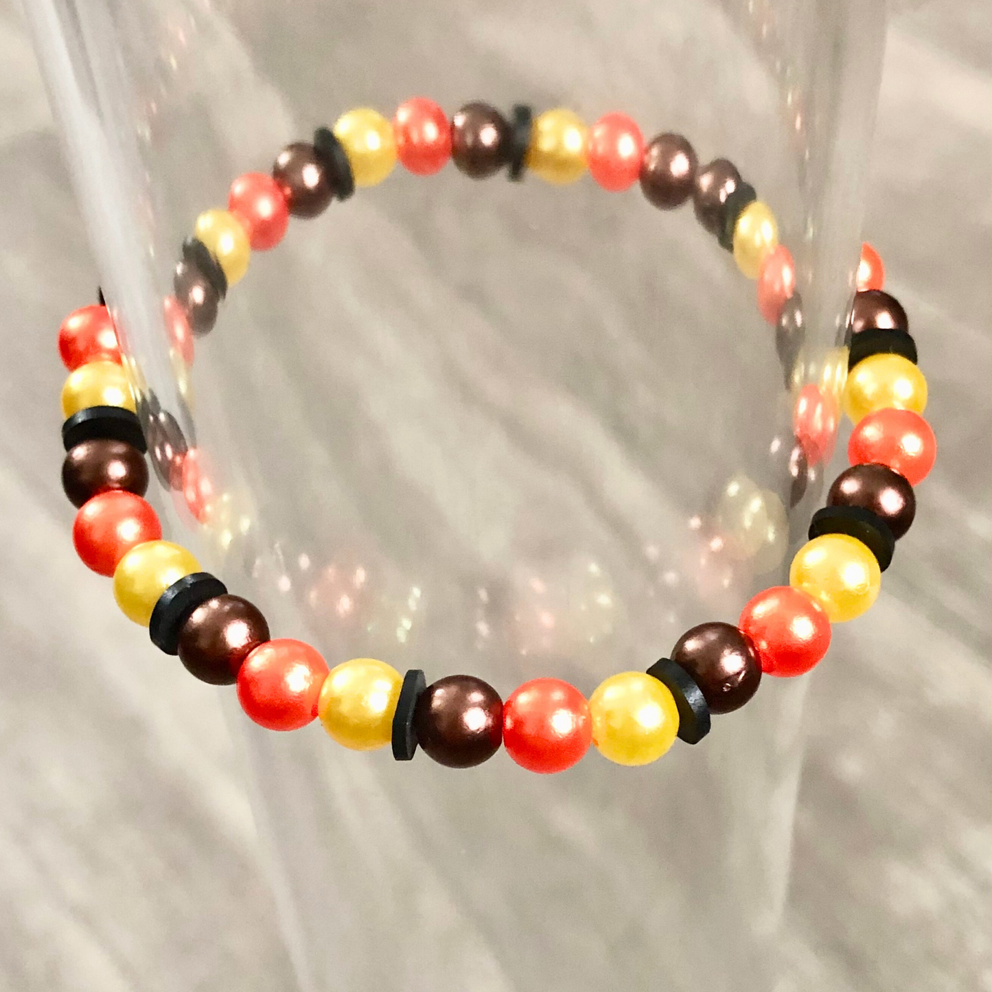 Fall color bracelets handmade with black clay bead spacers – TheGiftGodz