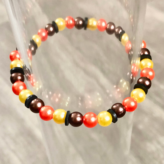 Fall color bracelets handmade with black clay bead spacers