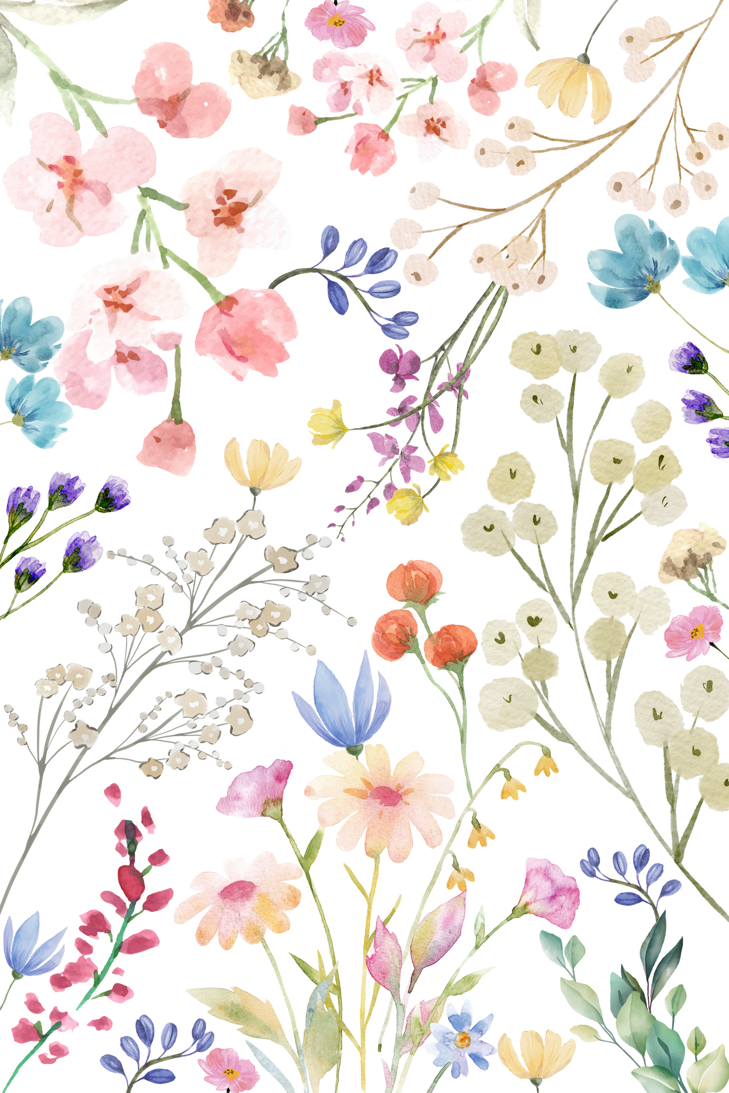 Watercolor flowers print digital download 24 x 36 PDF