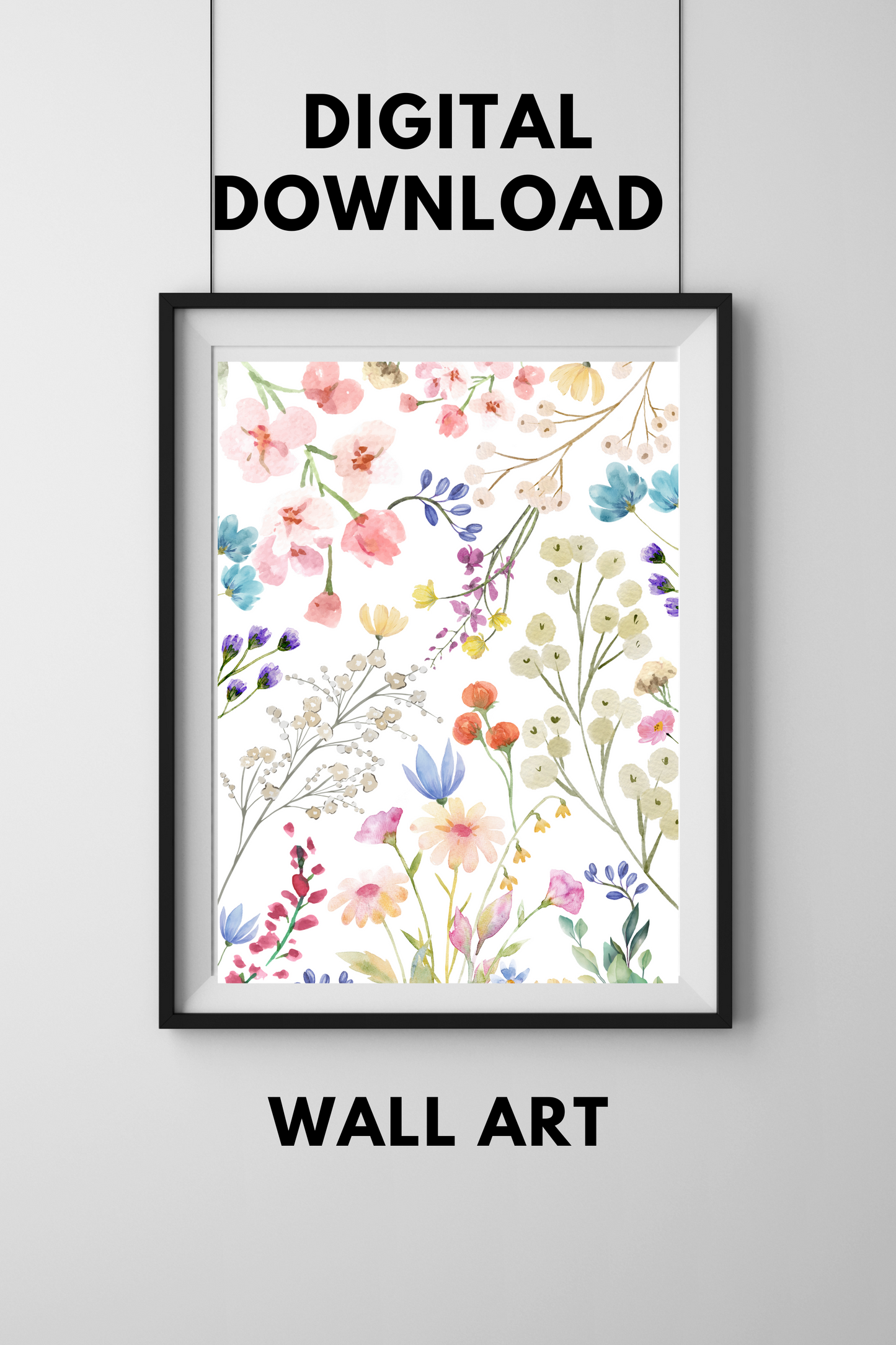 Watercolor flowers print digital download 24 x 36 PDF