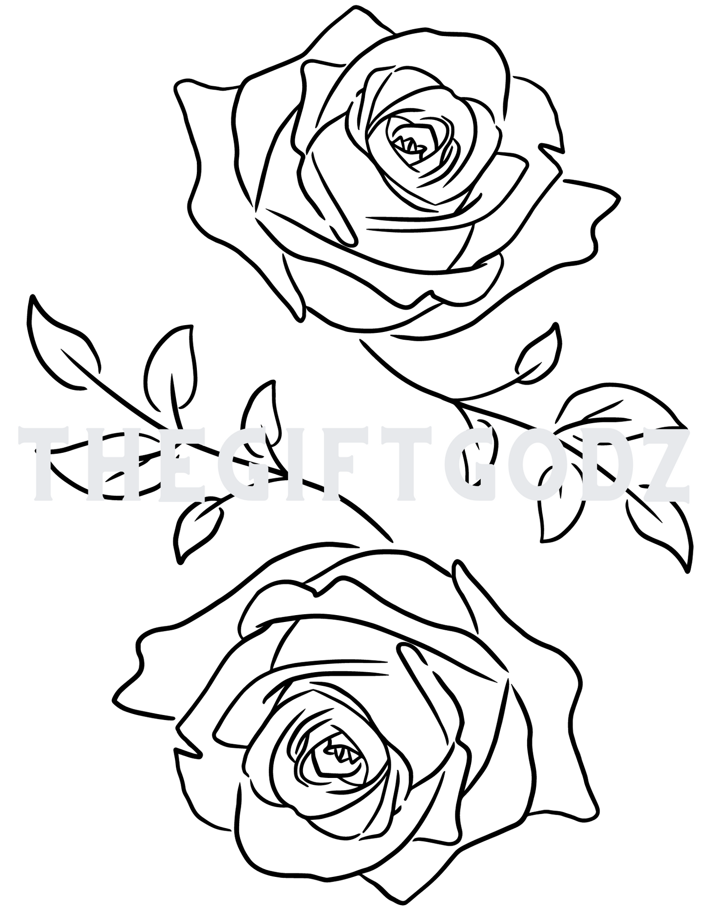 Roses download coloring page black and white