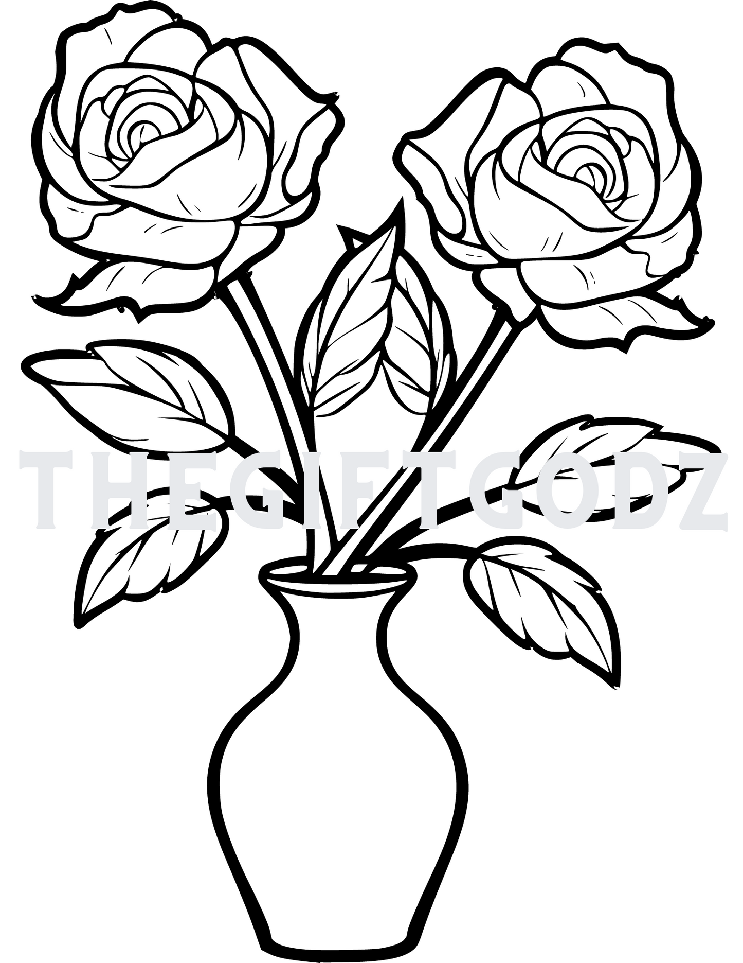 Roses download coloring page black and white