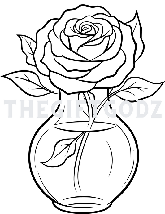 Roses download coloring page black and white