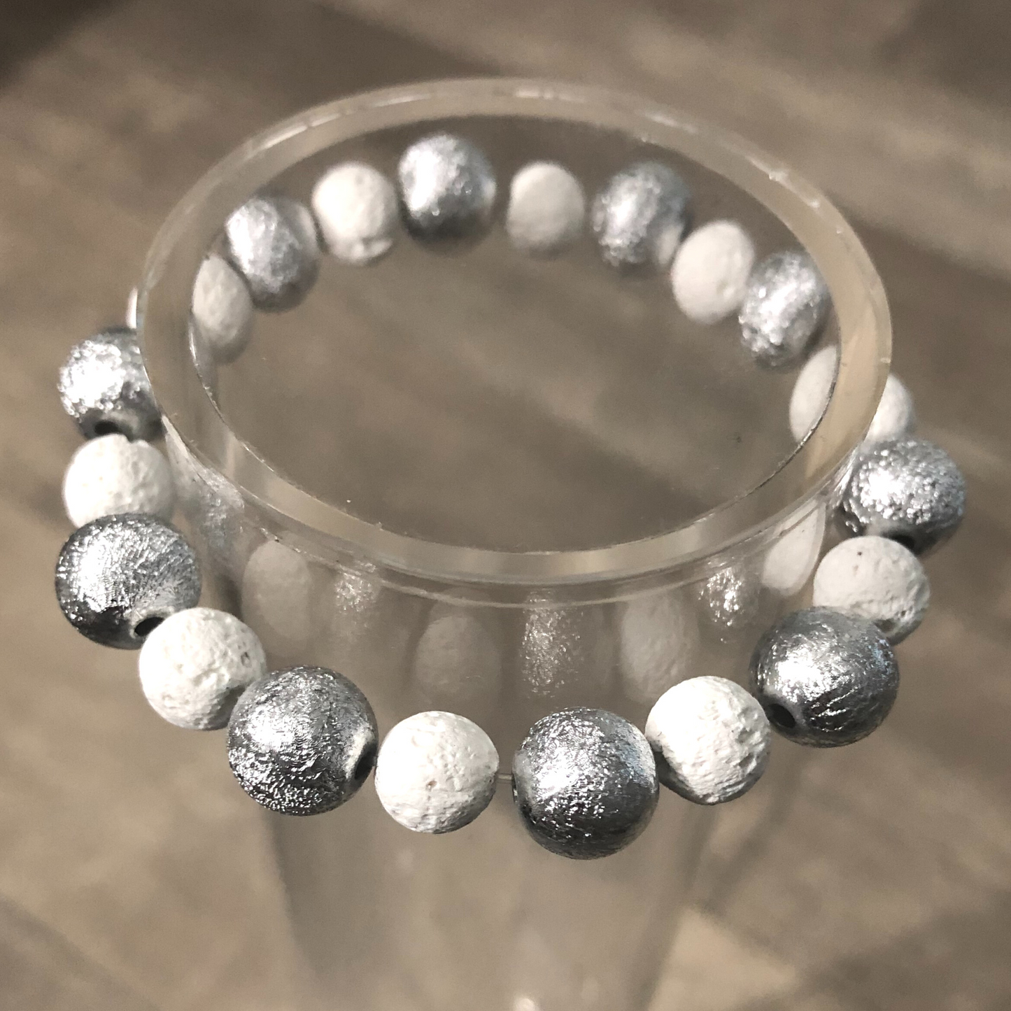 Bead bracelets handmade ready to ship now white and silver