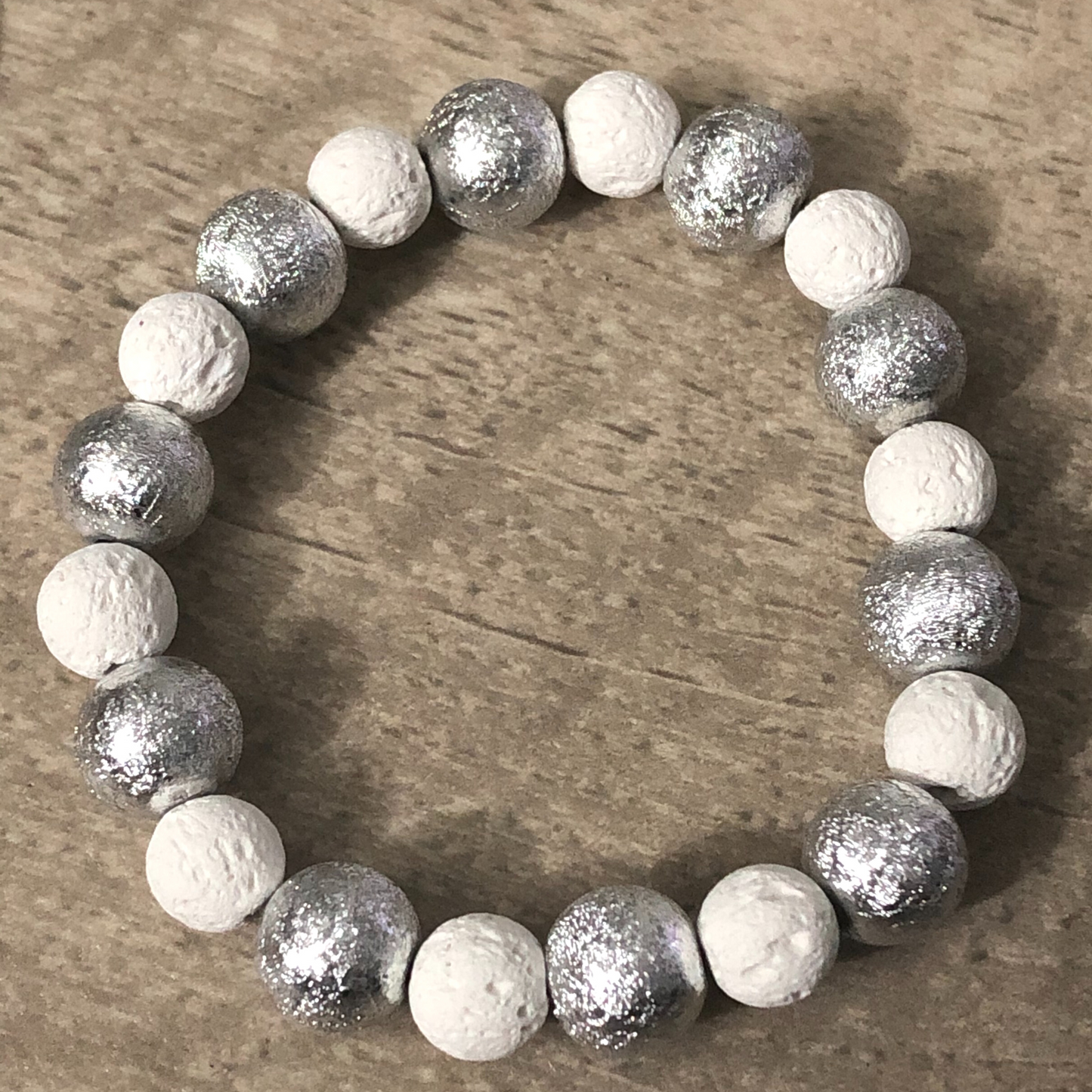 Bead bracelets handmade ready to ship now white and silver