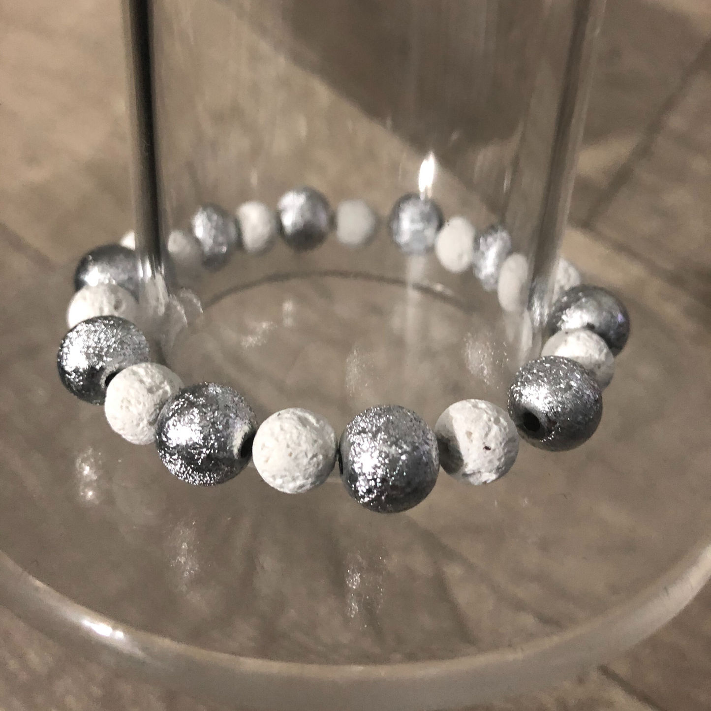 Bead bracelets handmade ready to ship now white and silver