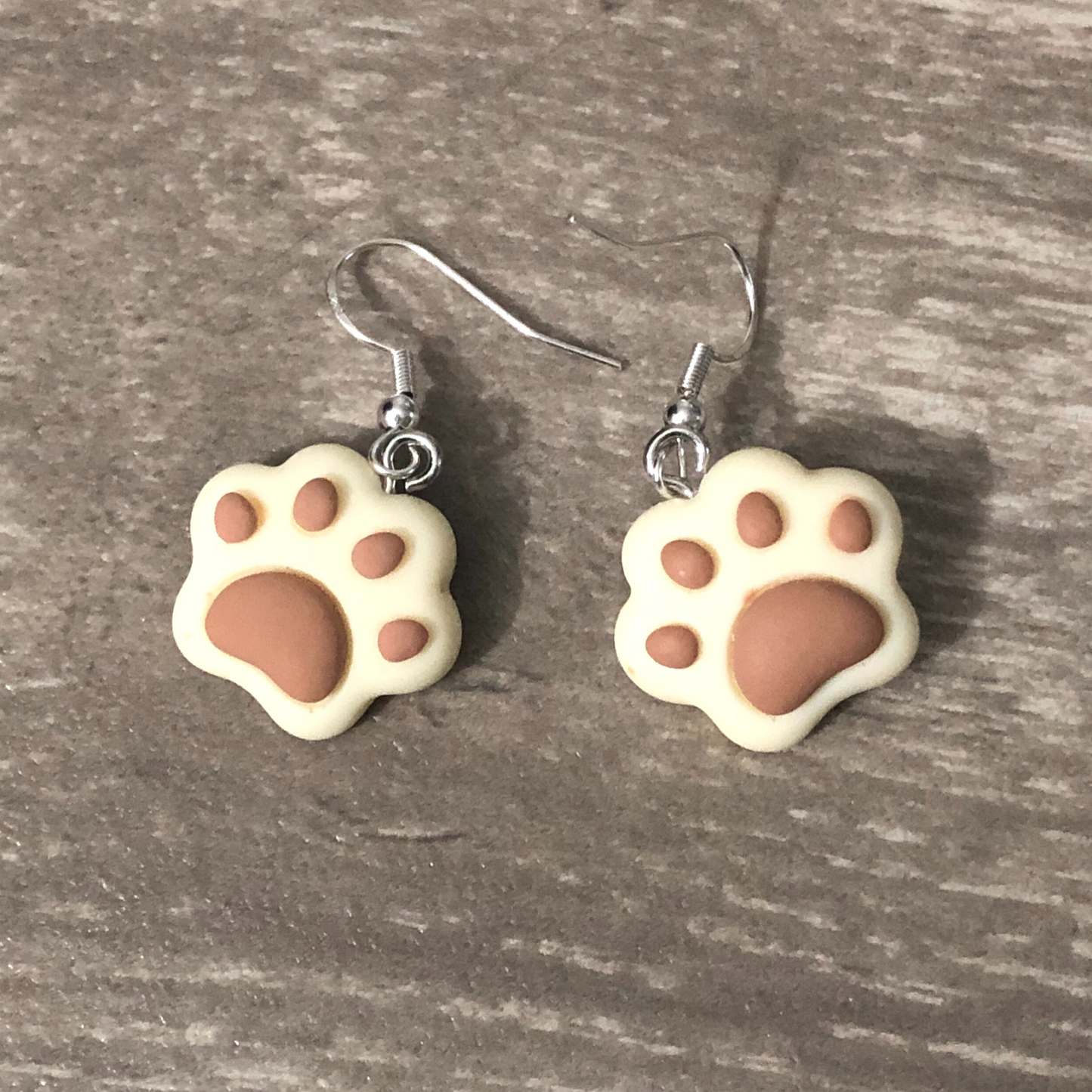 Dog paws earrings and dog paws bracelet handmade with wooden beads