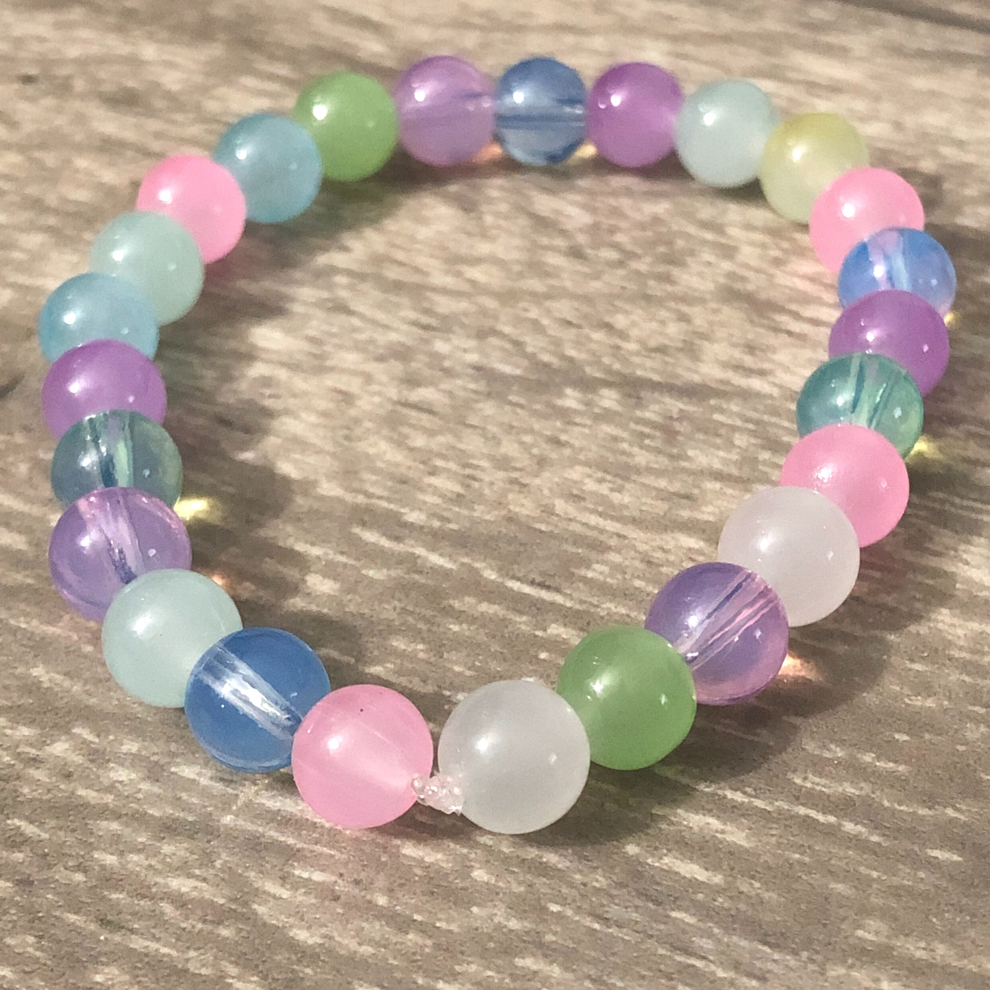 Beaded translucent Handmade Stretch Bracelet available now