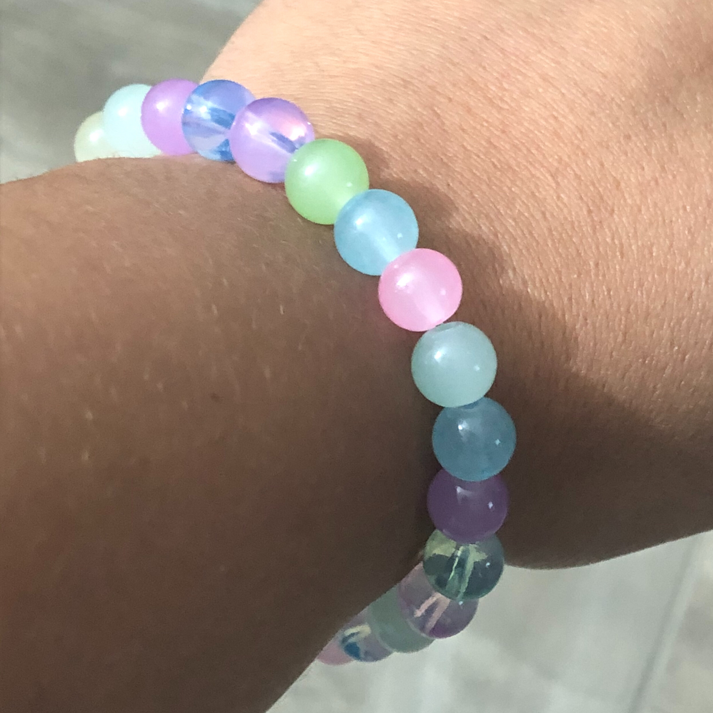 Beaded translucent Handmade Stretch Bracelet available now