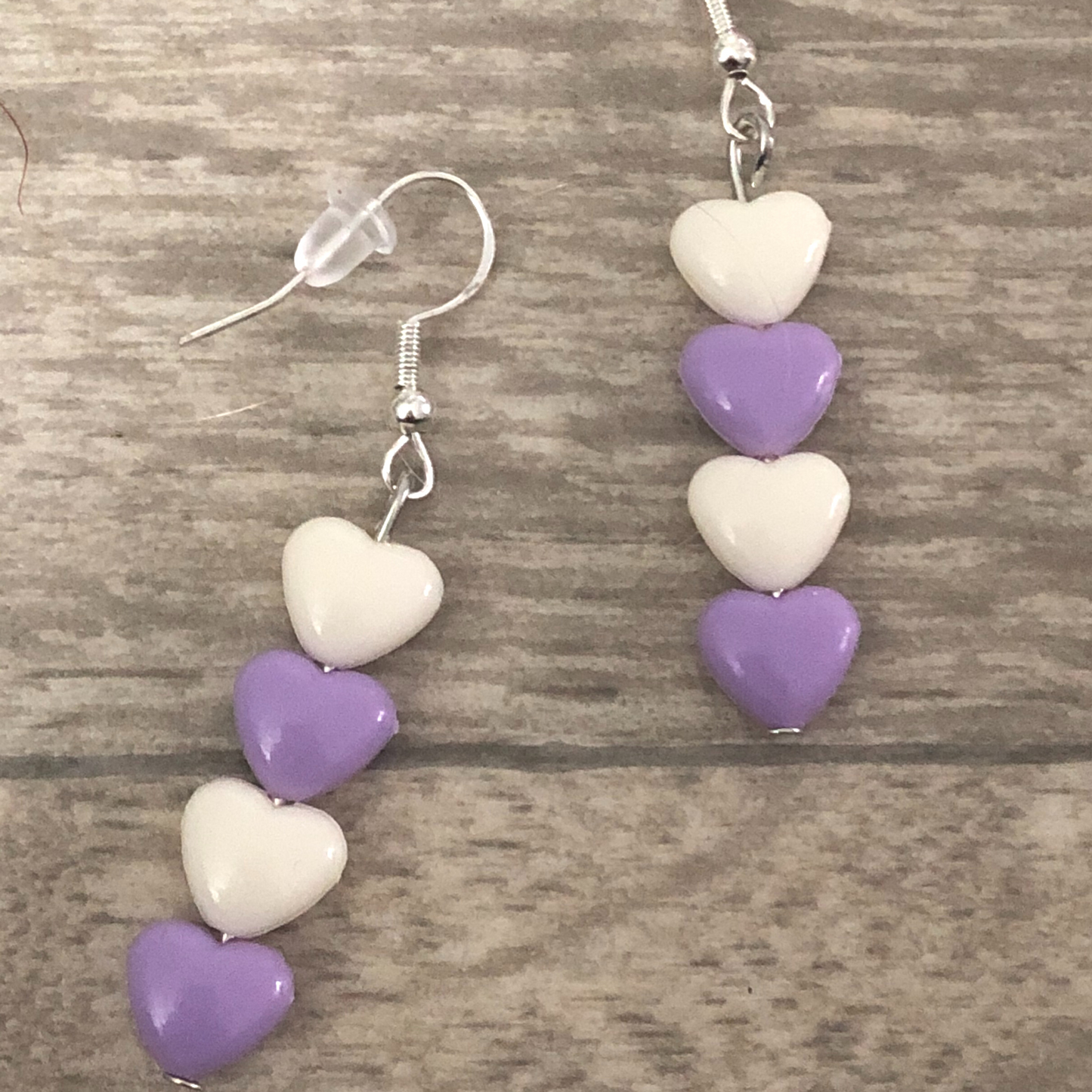 Heart Shaped Handmade Beaded Dangle Earring Set