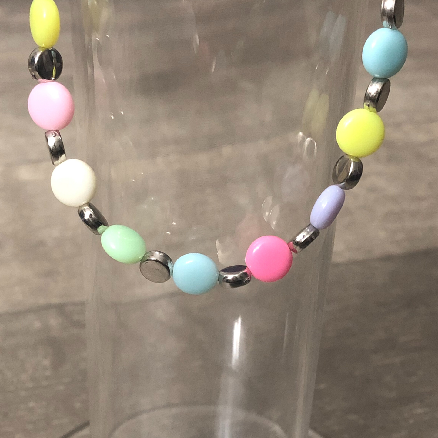 Handmade colorful 8mm beaded necklace and earring set