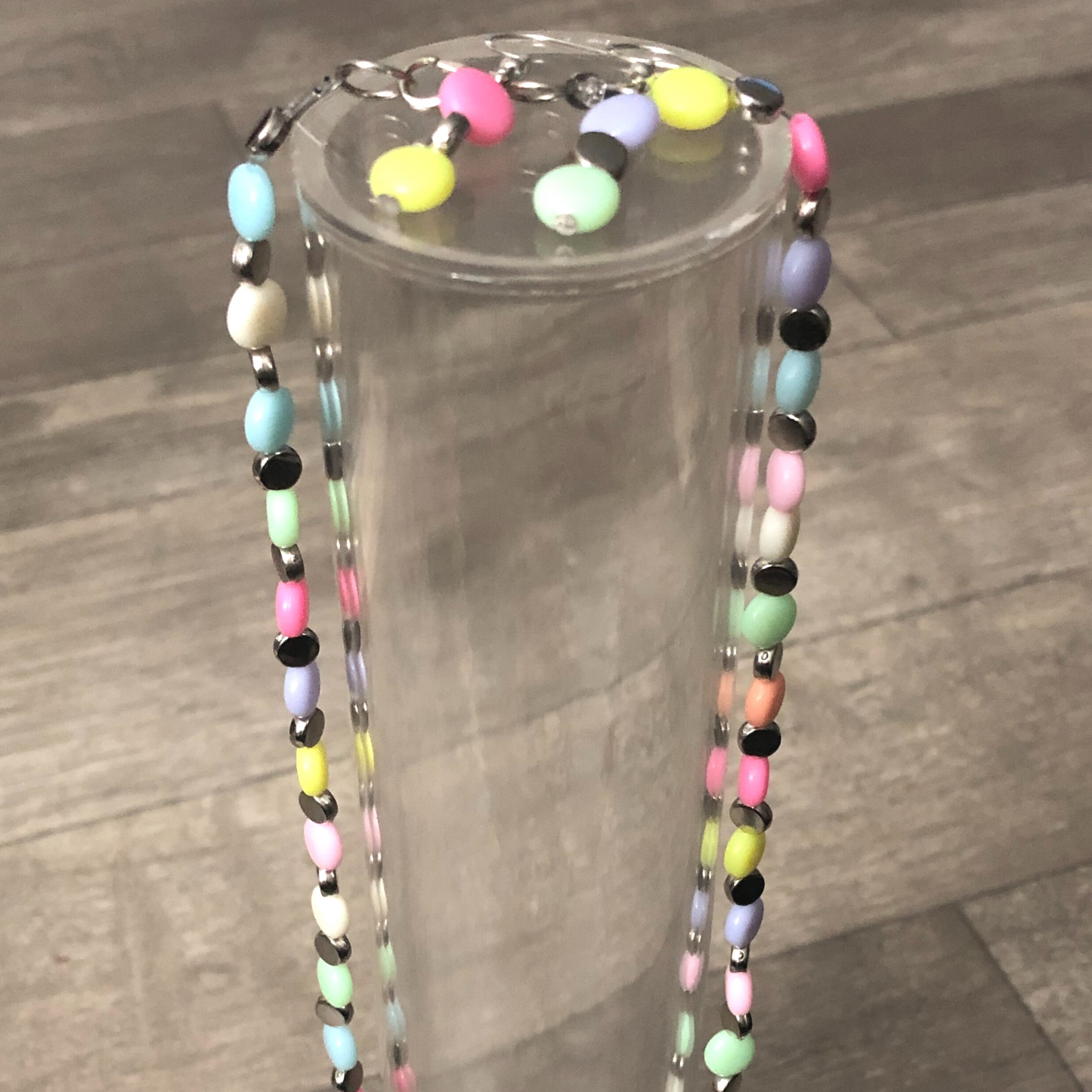 Handmade colorful 8mm beaded necklace and earring set