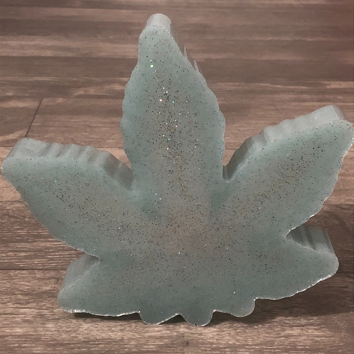 Large leaf ashtray with multi-colored glitter ready to ship now