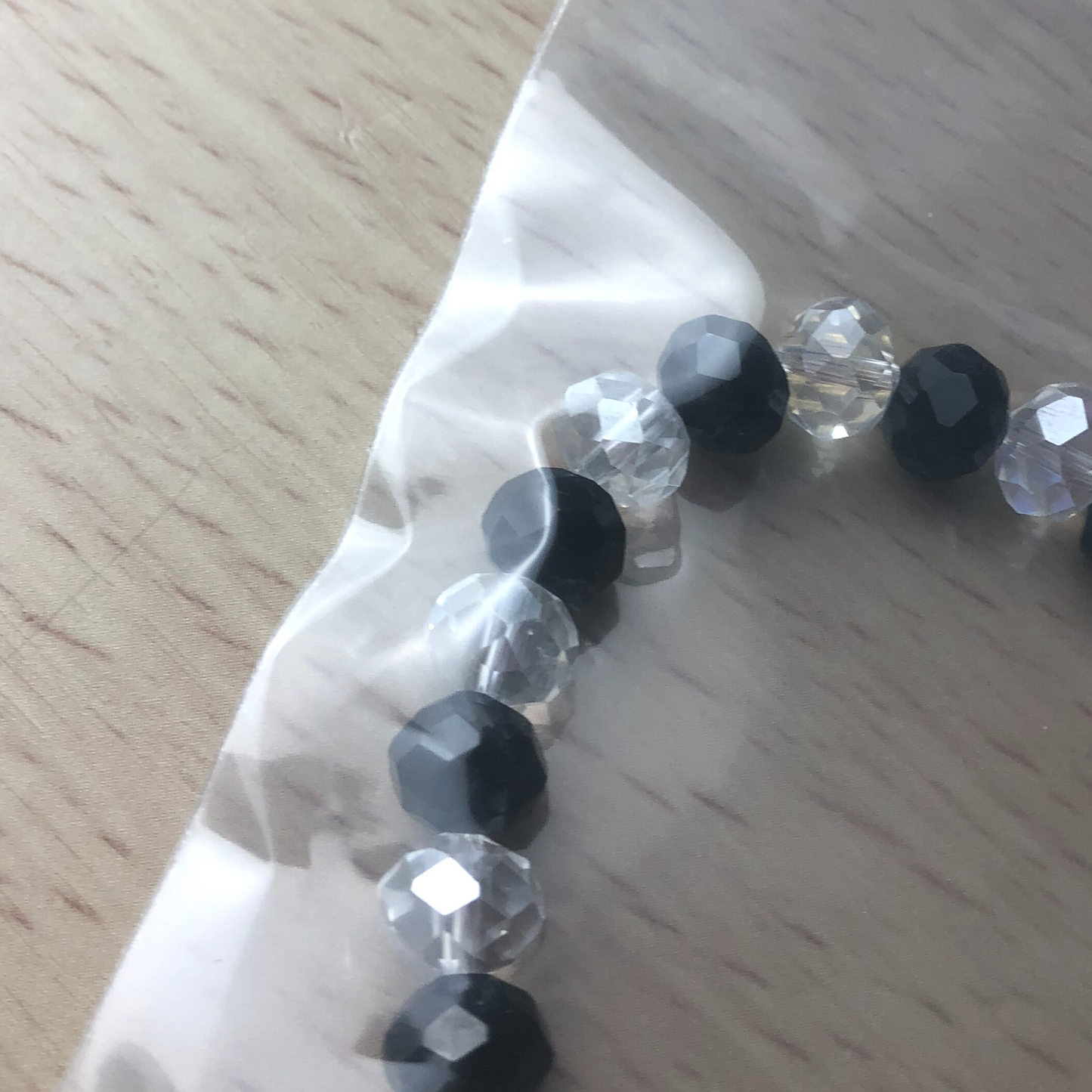 Black Jewelry handmade with 10mm clear crystal beads and elastic