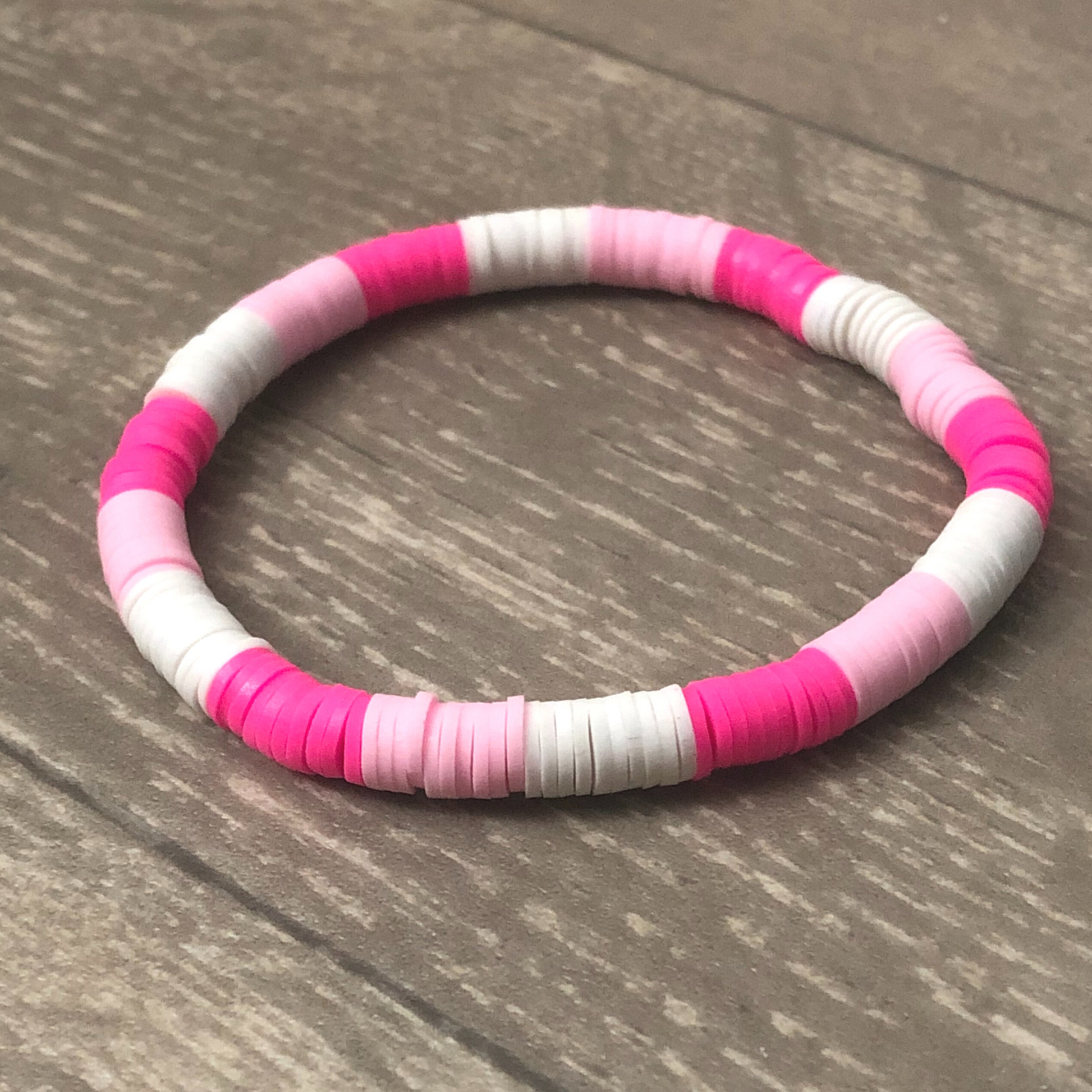 Pink, Green and Blue Clay Beaded Bracelet 