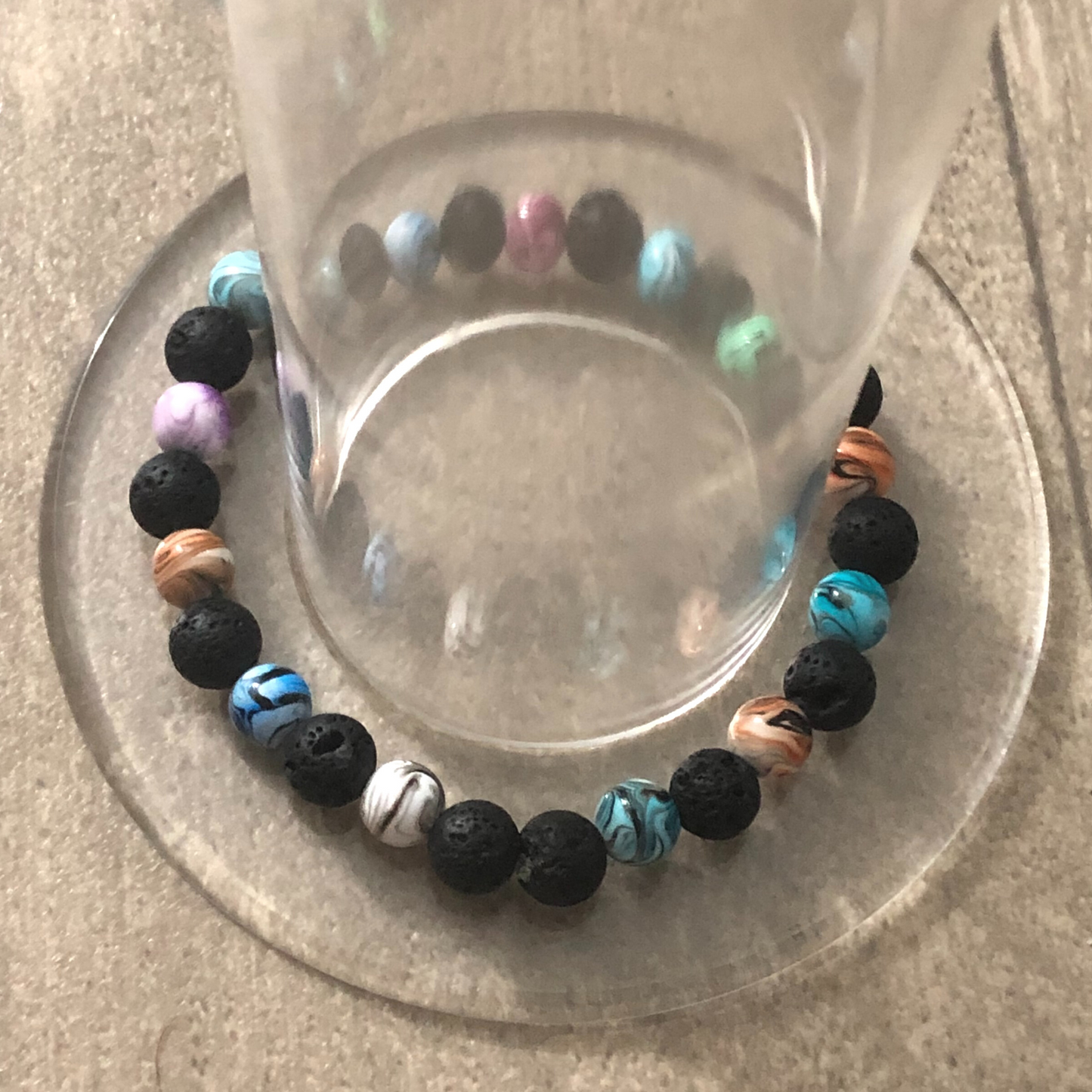 Men's handmade beaded stretch bracelet set of 3