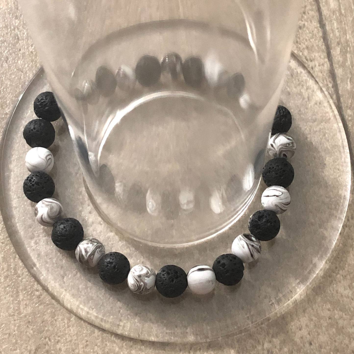 Men's handmade beaded stretch bracelet set of 3